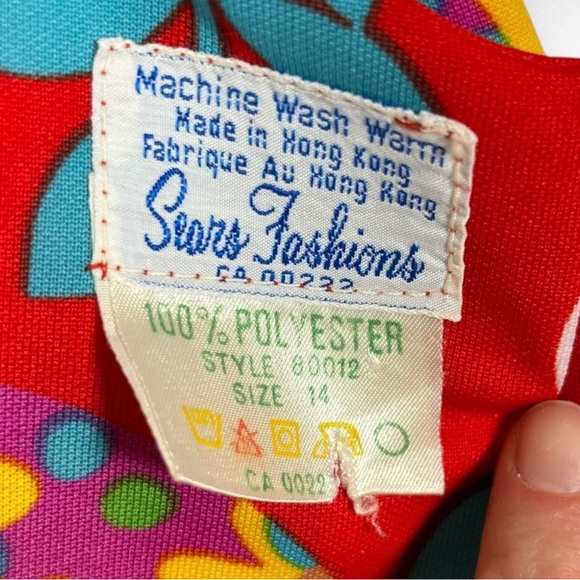 Vintage 60s Red & Yellow Floral Mini Dress (S) - Picture 10 of 10